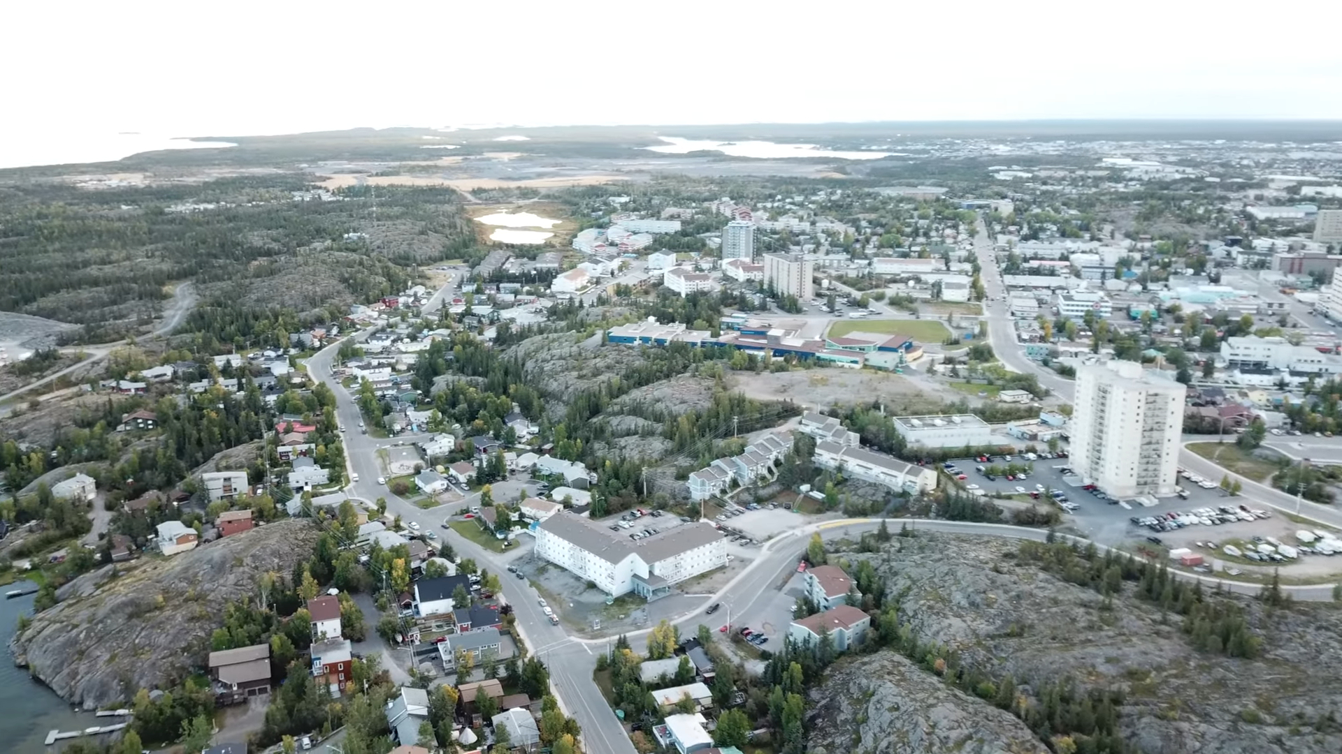 Drone view of northwest territories in Canada