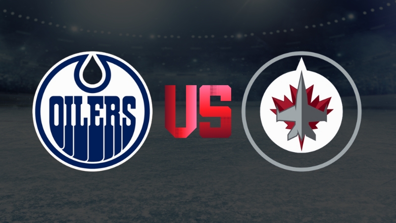 Logos of the Edmonton Oilers and Winnipeg Jets represent their historic hockey rivalry