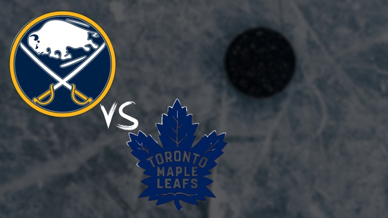 Logos of the Toronto Maple Leafs and Buffalo Sabres highlight their border hockey rivalry