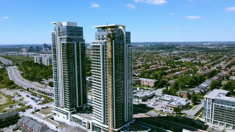 High-rise residential towers and surrounding neighborhoods in Markham